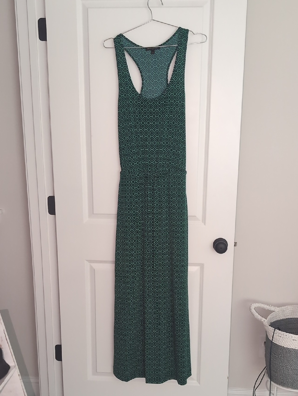 Banana Republic Maxi Dress Size Small Green And Navy Long Racerback Pockets